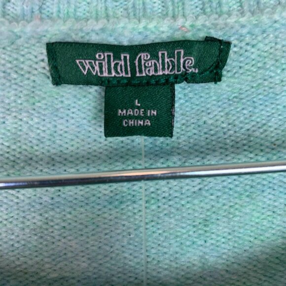 🟣🟣🟣 WILD FABLE Women's Size Large Mint Green Ruched Sleeve Cropped Sweater - Picture 3 of 5